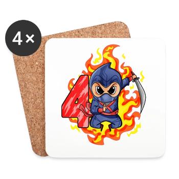 4th Birthday Boy 4 years old Ninja - Coasters (set of 4) - white - Front