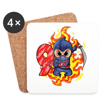 9th Birthday Boy 9 years old Ninja - Coasters (set of 4) - white - Front
