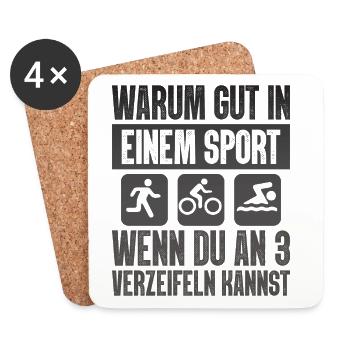 Warum Gut In Einem Sport Triathlon - Untersetzer (4er-Set) - Weiß - Vorne