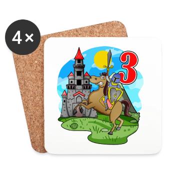 Cadeau de 3 ans d’anniversaire de chevalier - Dessous de verre (lot de 4) - blanc - Devant