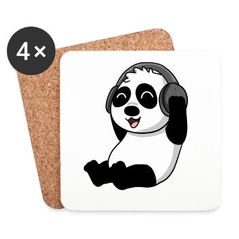 Niedlicher Panda hört Musik - Untersetzer (4er-Set) - Weiß - Vorne