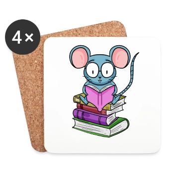 Lesen Buch Bücher Leser Geschenk - Untersetzer (4er-Set) - Weiß - Vorne