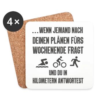 Wenn Jemand Nach Deinen Plänen Triathlon - Untersetzer (4er-Set) - Weiß - Vorne