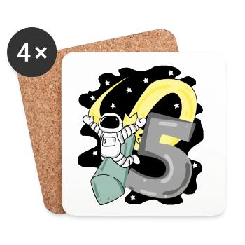 Junge 5 Jahre alt - 5. Geburtstag Geschenk - Untersetzer (4er-Set) - Weiß - Vorne