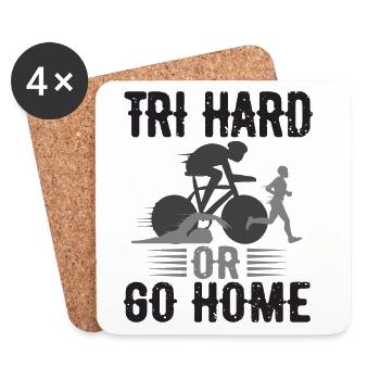 Tri Hard ou Go Home Triathlon - Dessous de verre (lot de 4) - blanc - Devant