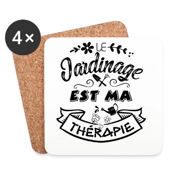 Le Jardinage est ma thérapie - Dessous de verre (lot de 4) - blanc - Devant