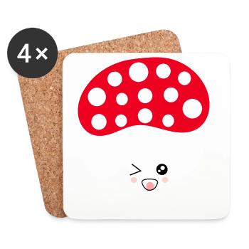 Toadstool, mushroom in the woods gift - Coasters (set of 4) - white - Front