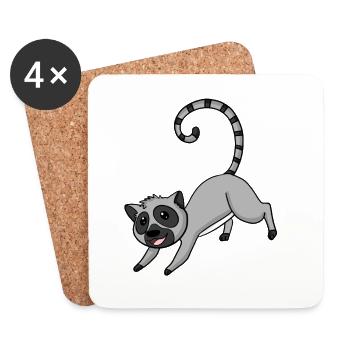 Lemur für Kinder - Untersetzer (4er-Set) - Weiß - Vorne