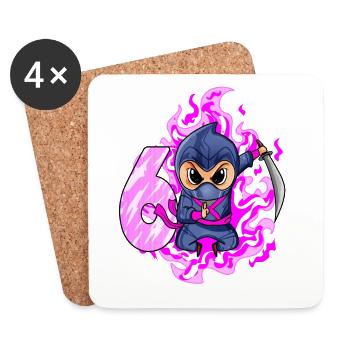 6. Geburtstag Mädchen 6 Jahre alt Ninja - Untersetzer (4er-Set) - Weiß - Vorne