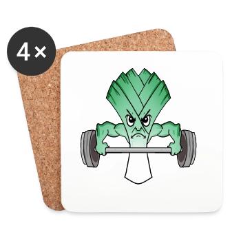 Leek Fitness Bodybuilder - Coasters (set of 4) - white - Front
