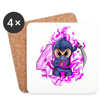 4th Birthday Girl 4 Years Old Ninja - Coasters (set of 4) - white - Front
