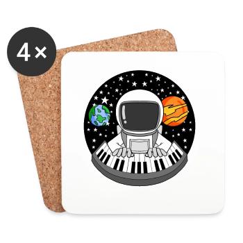 Astronaut plays piano in space - Coasters (set of 4) - white - Front