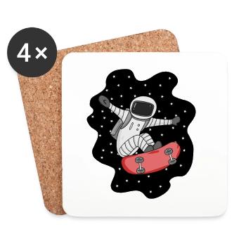 Astronaut with skateboard in space - Coasters (set of 4) - white - Front
