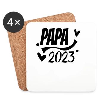 Vater 2023 - Papa 2023 - Papa werden - Untersetzer (4er-Set) - Weiß - Vorne