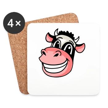 Head Animal Cow - Coasters (set of 4) - white - Front