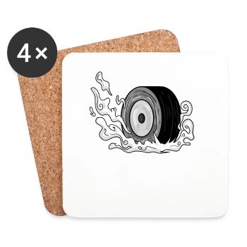 Drifting tires - Coasters (set of 4) - white - Front