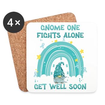 Gnome One combat seul le cancer de l’utérus - Dessous de verre (lot de 4) - blanc - Devant
