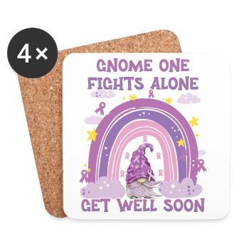Gnome One Fights Alone Pancreatic Cancer - Coasters (set of 4) - white - Front