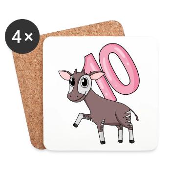 Girl 10 years old Okapi 10th birthday gift - Coasters (set of 4) - white - Front