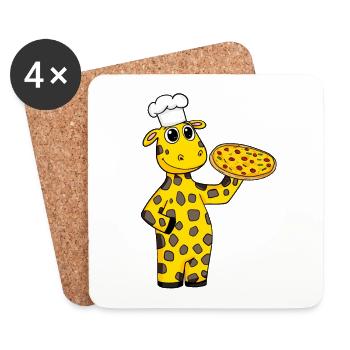 Pizza Maker Pizza Chef Giraffe Italian - Coasters (set of 4) - white - Front