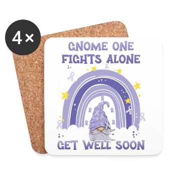 Gnome One Fights Alone Stomach Cancer - Coasters (set of 4) - white - Front