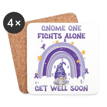 Gnome One Fights Alone Hodgkin Lymphoma - Coasters (set of 4) - white - Front