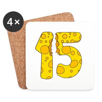 Fromage 15 ans - Cadeau 15e anniversaire - Dessous de verre (lot de 4) - blanc - Devant