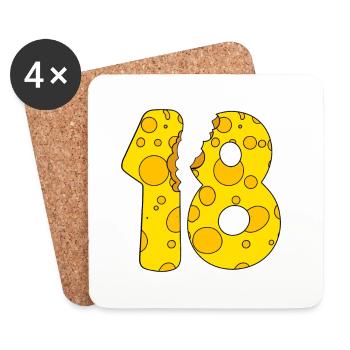Fromage 18 ans - Cadeau 18e anniversaire - Dessous de verre (lot de 4) - blanc - Devant