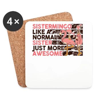 Sistermingo Like Normal Sister Flamingo - Coasters (set of 4) - white - Front