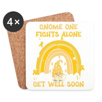 Gnome One Fights Alone Childhood Cancer - Coasters (set of 4) - white - Front