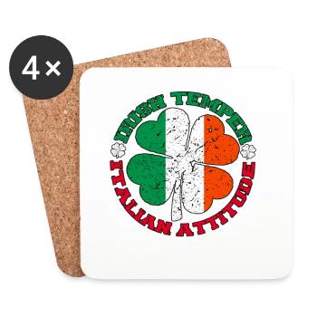 Irish Temper Italian Attitude Shirt Patrick's Day - Coasters (set of 4) - white - Front