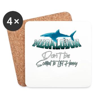 Megalodon Hunter - Megalodon Hai - Untersetzer (4er-Set) - Weiß - Vorne