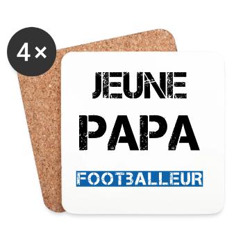 Jeune Papa Footballeur - Dessous de verre (lot de 4) - blanc - Devant