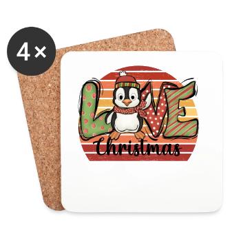 Christmas Penguin Penguin Christmas Gift - Coasters (set of 4) - white - Front
