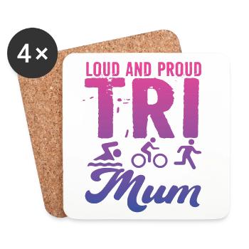 Loud and proud Tri Mum triathlete - Coasters (set of 4) - white - Front
