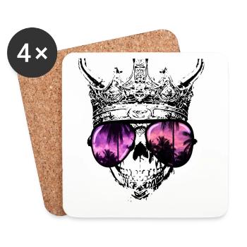 Hipster Skull King - Dessous de verre (lot de 4) - blanc - Devant