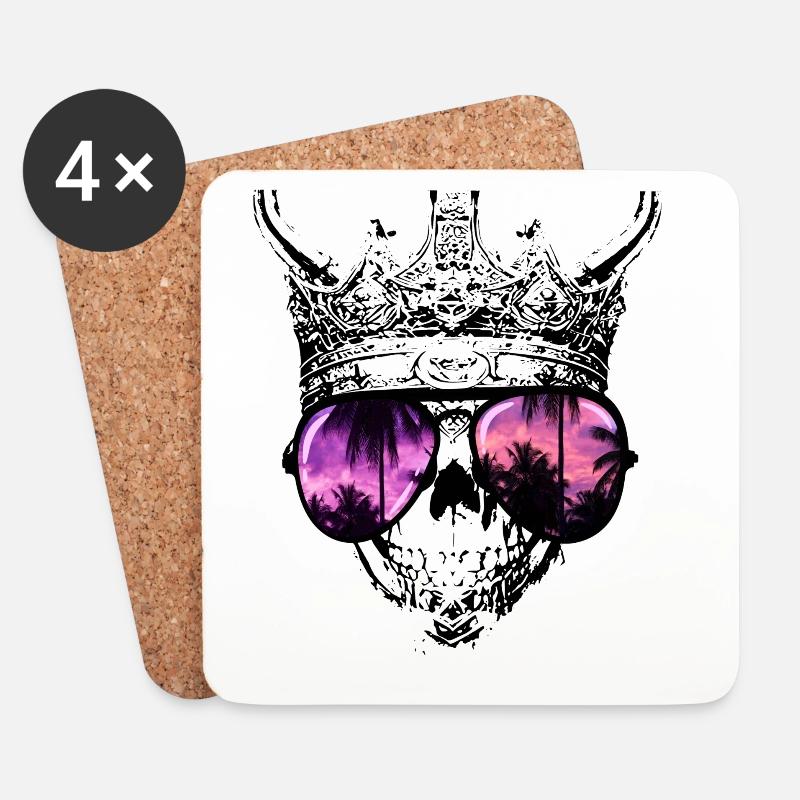 Hipster Totenkopf König - Untersetzer (4er-Set) - Weiß