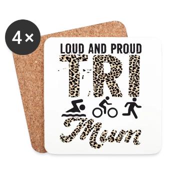 Loud and proud Tri Mum triathlete - Coasters (set of 4) - white - Front