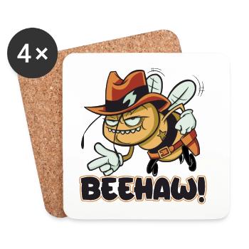 Beehaw Biene Mit Cowboyhut Yeehaw - Untersetzer (4er-Set) - Weiß - Vorne