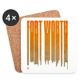 Fort Worth Skyline Gradient - Untersetzer (4er-Set) - Weiß - Vorne