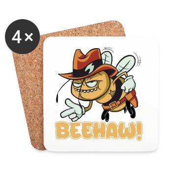 Beehaw Biene Mit Cowboyhut Yeehaw - Untersetzer (4er-Set) - Weiß - Vorne