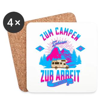 Zum Campen Zur Arbeit - Untersetzer (4er-Set) - Weiß - Vorne