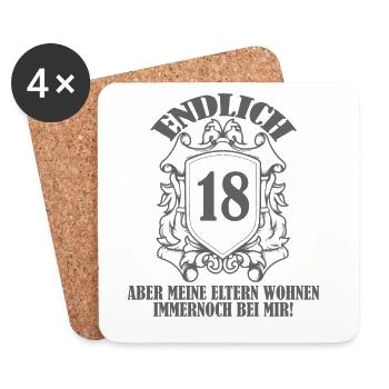 Endlich 18 Gebuststag Spruch - Untersetzer (4er-Set) - Weiß - Vorne