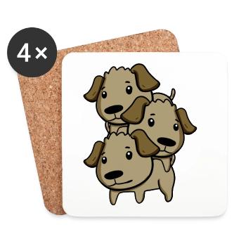 Chiens mignons - Dessous de verre (lot de 4) - blanc - Devant