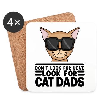Katze Papa Vater Katzen Tierbesitzer Geschenk - Untersetzer (4er-Set) - Weiß - Vorne