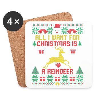 Tout ce que je veux, c’est un Noël moche et drôle - Dessous de verre (lot de 4) - blanc - Devant