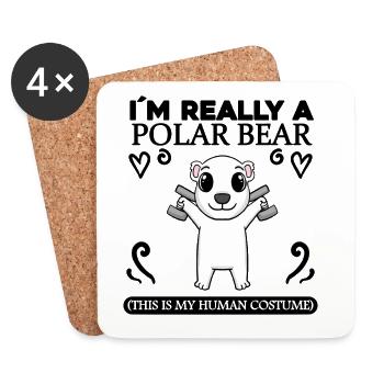 L’ours polaire et la forme physique - Dessous de verre (lot de 4) - blanc - Devant