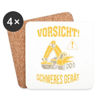 Bagger Baggerfahrer Baugeräteführer Schweres Gerät - Untersetzer (4er-Set) - Weiß - Vorne