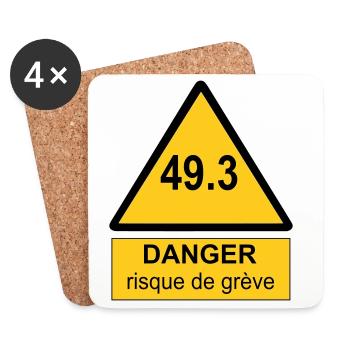 49.3 danger - Dessous de verre (lot de 4) - blanc - Devant