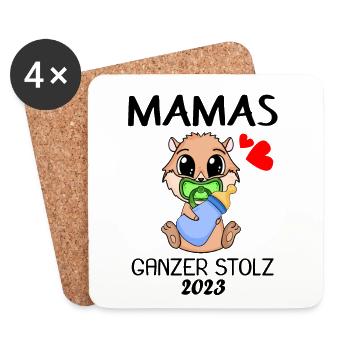 Baby 2023 - Geburt Schwanger 2023 - Baby Junge - Untersetzer (4er-Set) - Weiß - Vorne